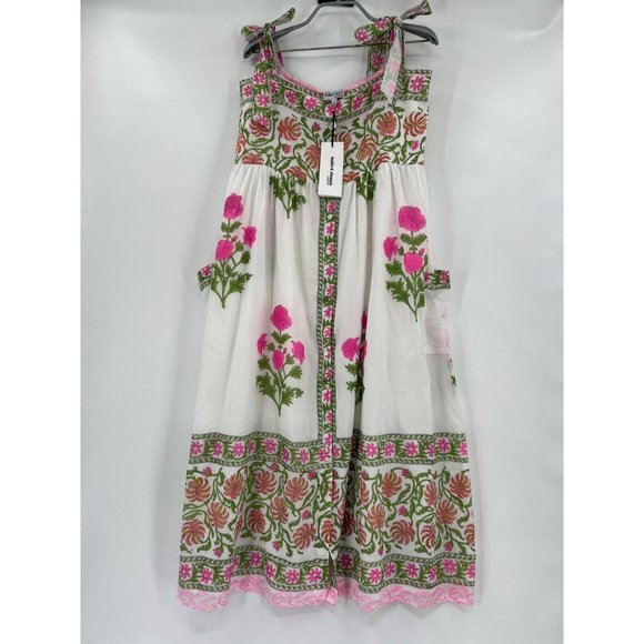 Juliet Dunn Dresses & Skirts - Juliet Dunn Fuchsia Pink Cotton Midi Dress Poppy Floral Tie Shoulder sz 3/L $365
